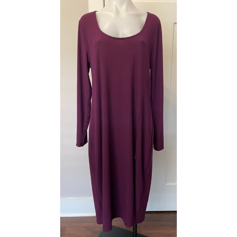 TORRID Womens Super Soft Knits DRESS Long Sleeve PURPLE Ribbed Size 1 (1X 14/16)